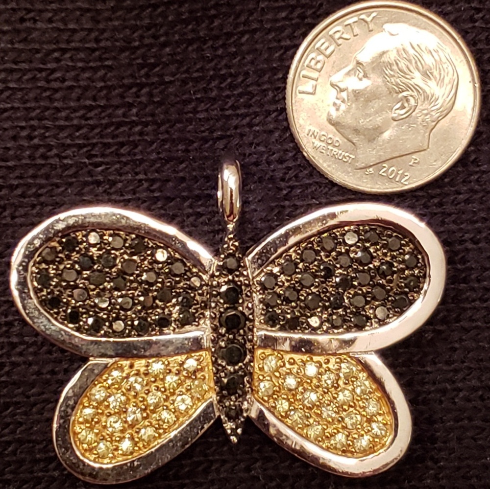 Butterfly Pendant, 925 Silver w/Crystals